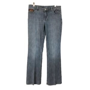 Harley Davidson Jeans Women's Size 10 Tall  Blue Denim Straight‎ Leg Bootcut Y2K